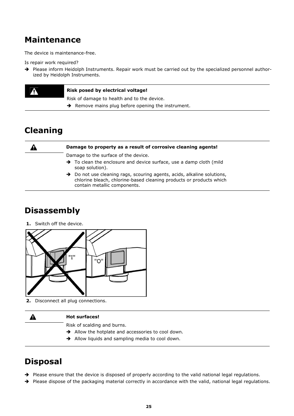 Maintenance, Cleaning, Disassembly | Disposal | Heidolph MR Hei-Tec User Manual | Page 33 / 39