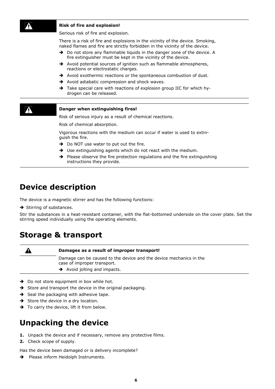 Device description, Storage & transport, Unpacking the device | Heidolph MR Hei-Mix D User Manual | Page 14 / 24