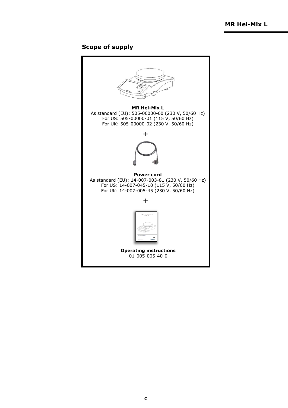 Mr hei-mix l, Scope of supply | Heidolph MR Hei-Mix D User Manual | Page 4 / 24