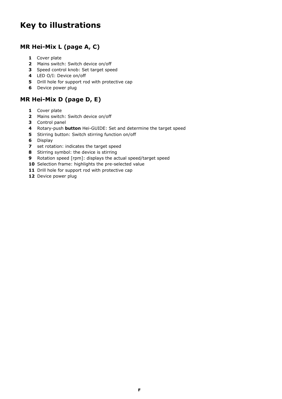 Key to illustrations | Heidolph MR Hei-Mix D User Manual | Page 7 / 24