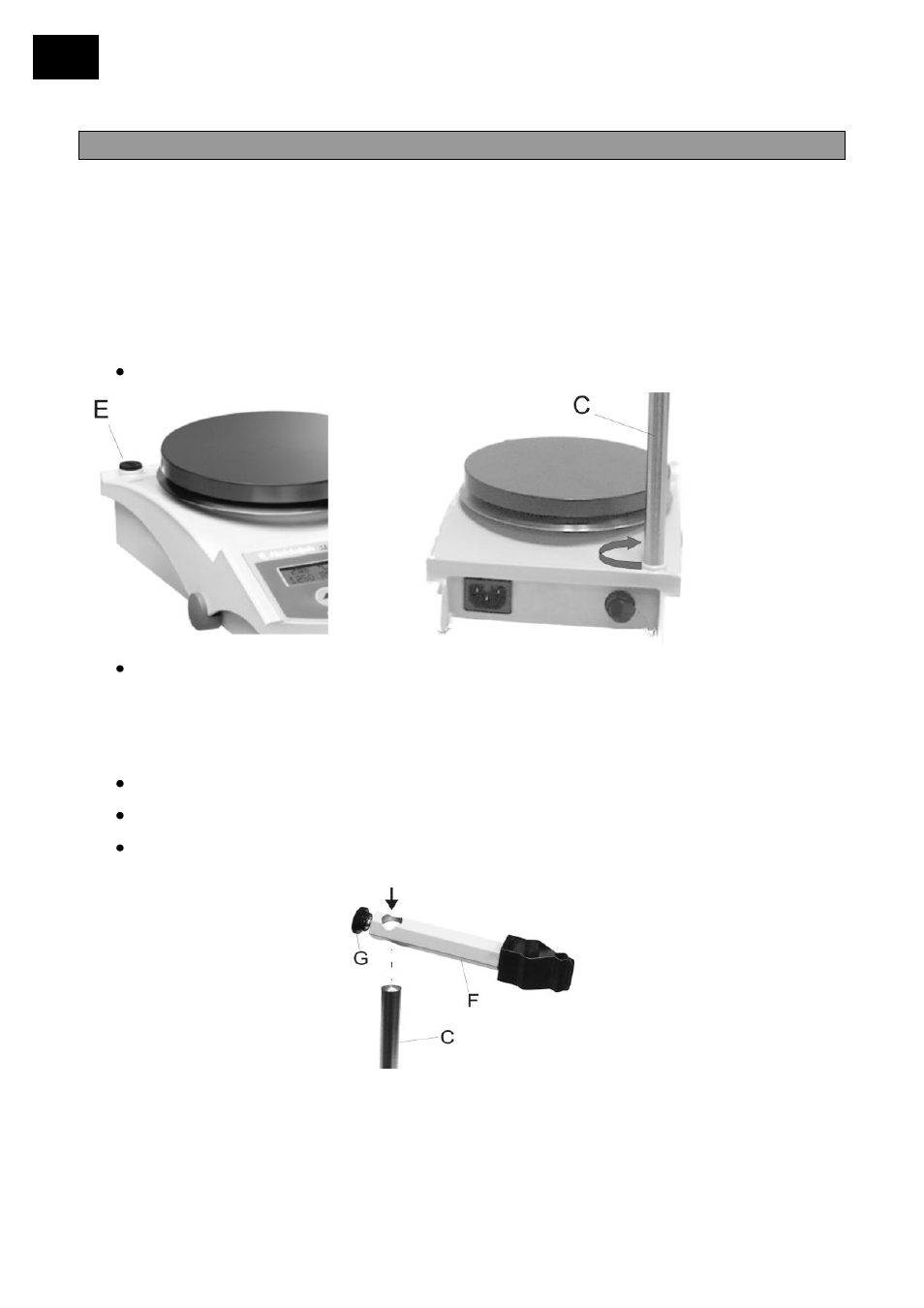 Set-up, Unpacking, Setting up the ekt hei-con | Mounting the fixation rod on the magnetic stirrer | Heidolph EKT Hei-Con G User Manual | Page 20 / 78