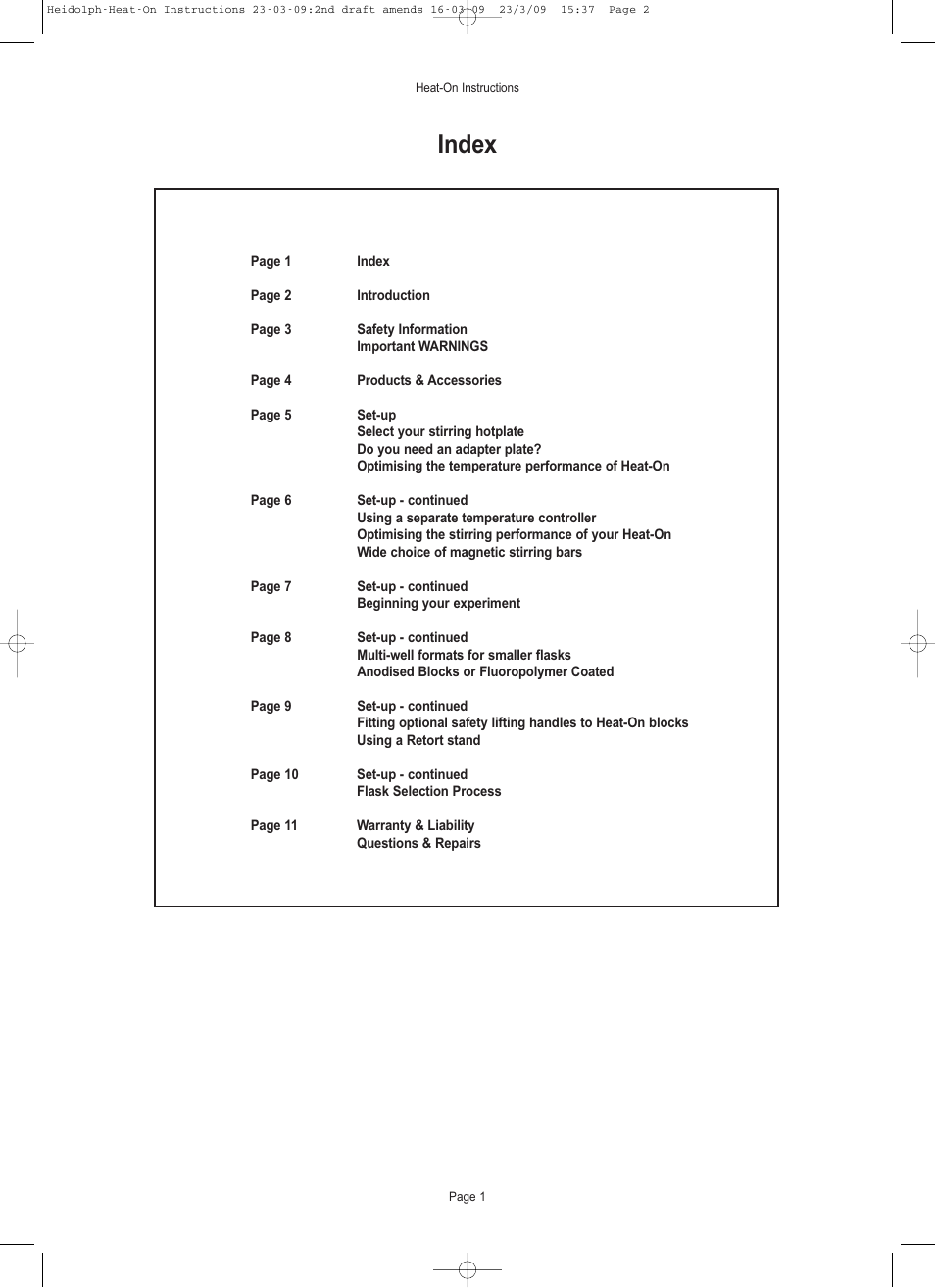 Index | Heidolph Heat-On User Manual | Page 2 / 13