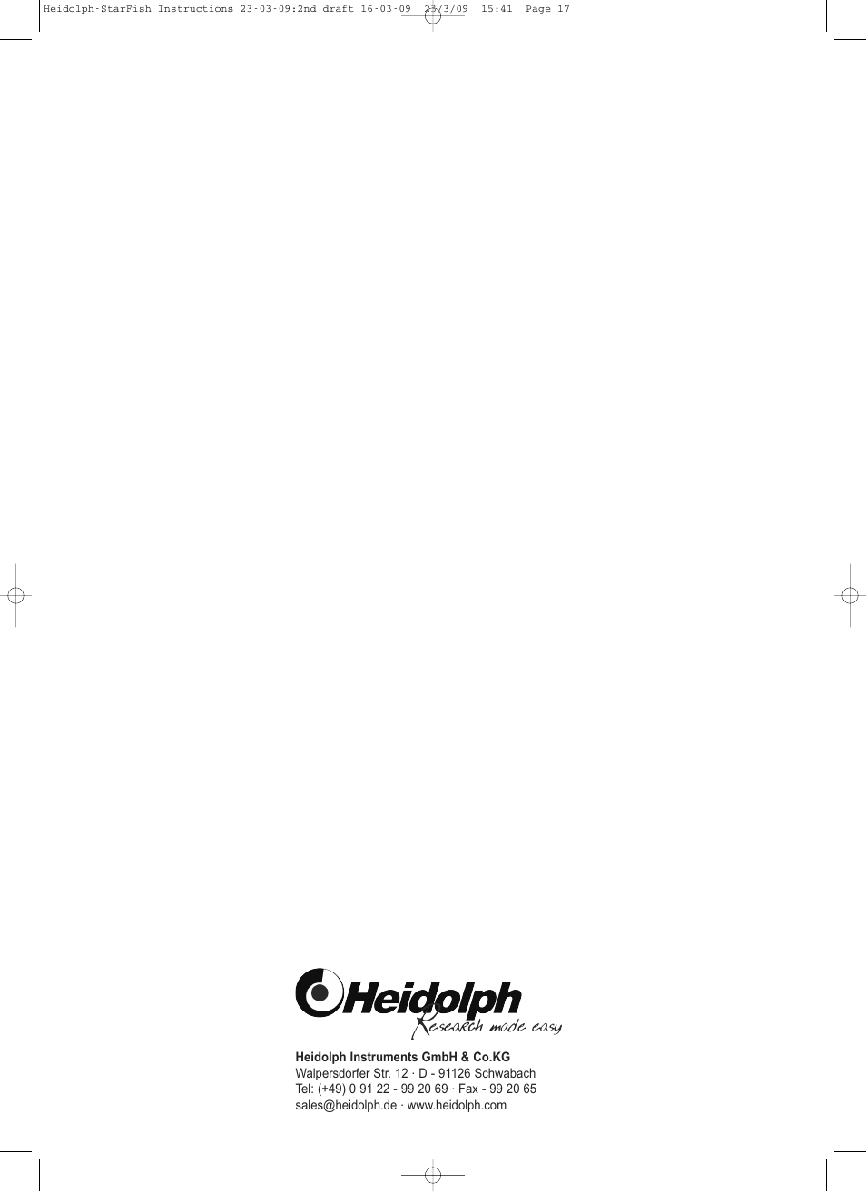 Heidolph StarFish Water & Gas/Vacuum Distribution Manifolds User Manual | Page 17 / 17