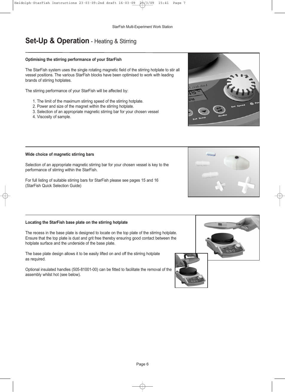 Set-up & operation, Heating & stirring | Heidolph StarFish Water & Gas/Vacuum Distribution Manifolds User Manual | Page 7 / 17