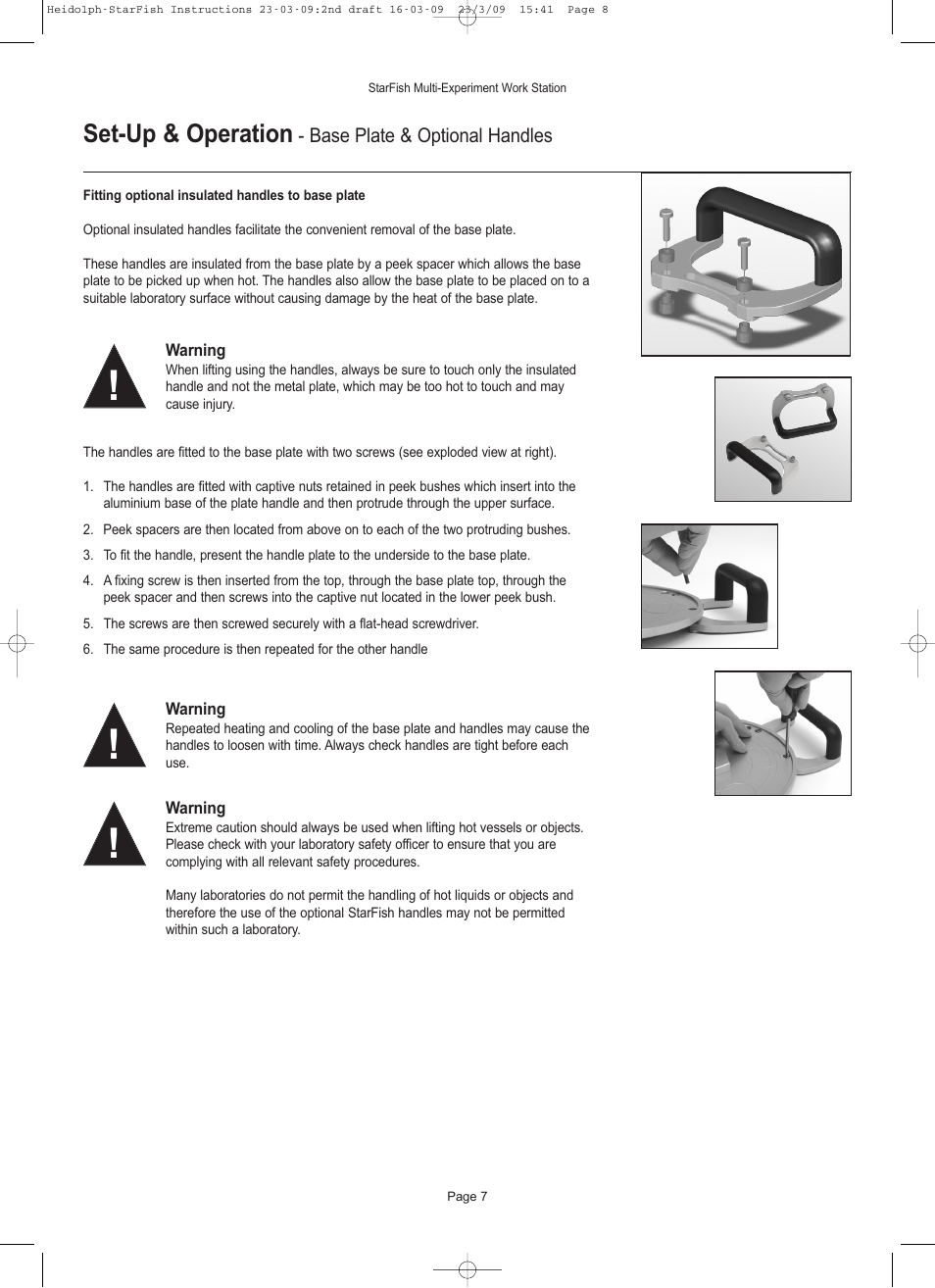 Set-up & operation | Heidolph StarFish Water & Gas/Vacuum Distribution Manifolds User Manual | Page 8 / 17
