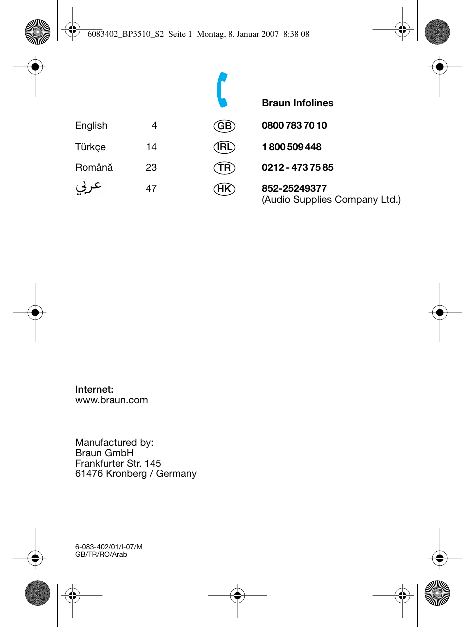 Braun BP3510 User Manual | Page 2 / 53