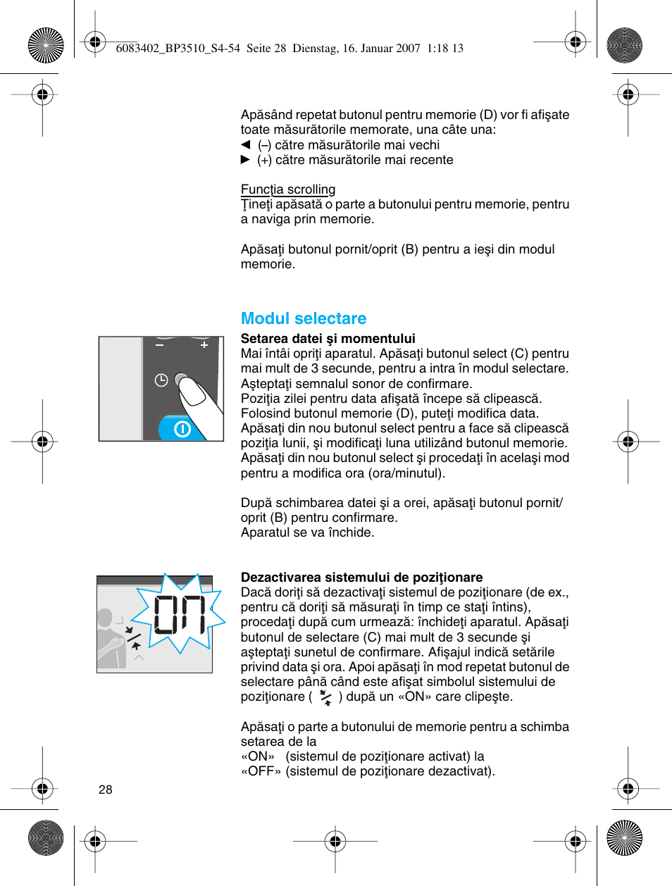 Modul selectare | Braun BP3510 User Manual | Page 28 / 53