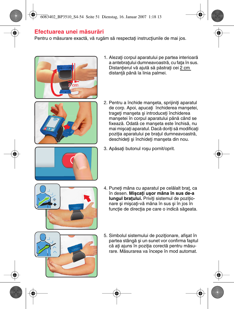 Efectuarea unei måsuråri | Braun BP3510 User Manual | Page 50 / 53