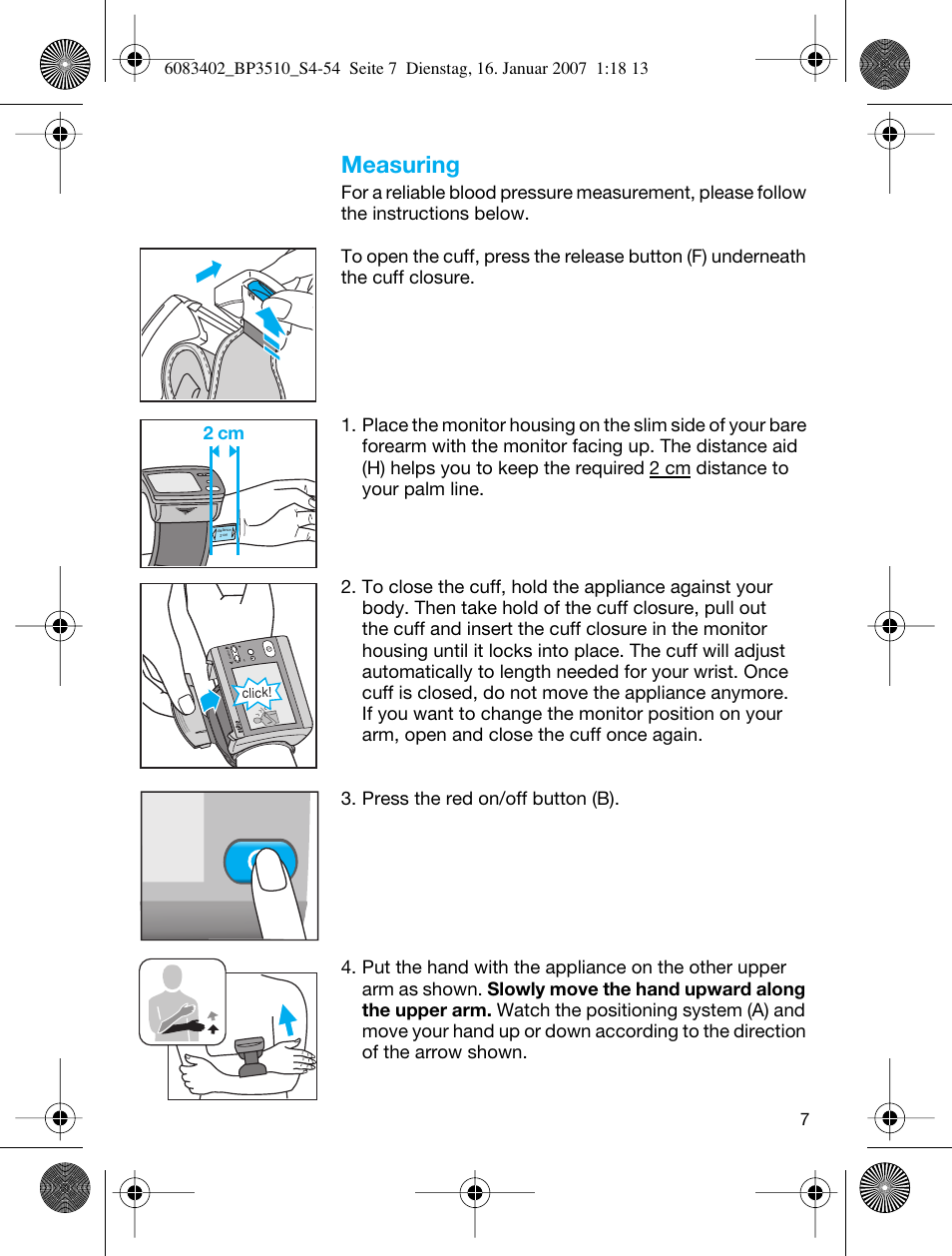Measuring | Braun BP3510 User Manual | Page 7 / 53