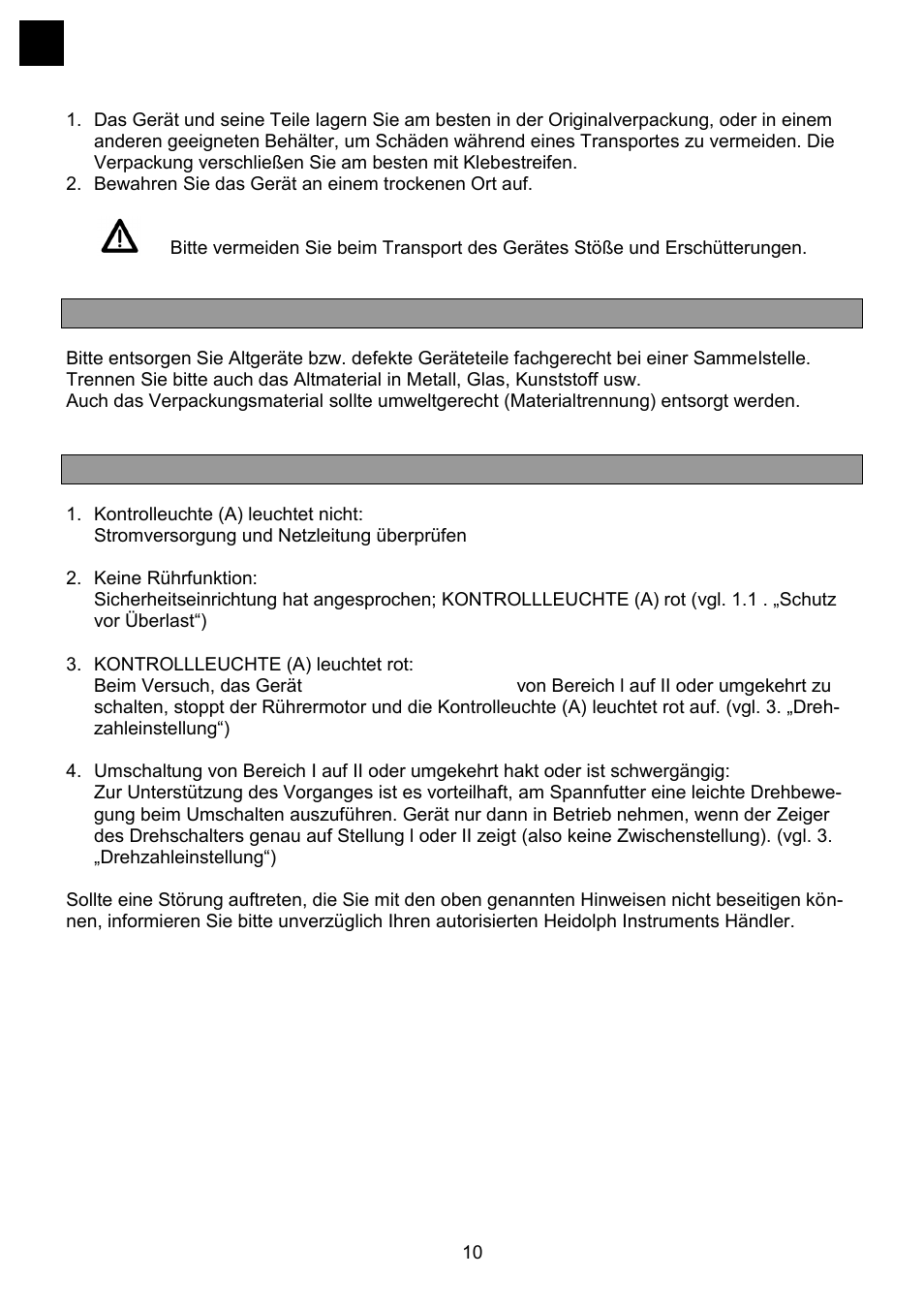 Entsorgung, Störungen und deren beseitigung | Heidolph RZR 2041 User Manual | Page 10 / 58