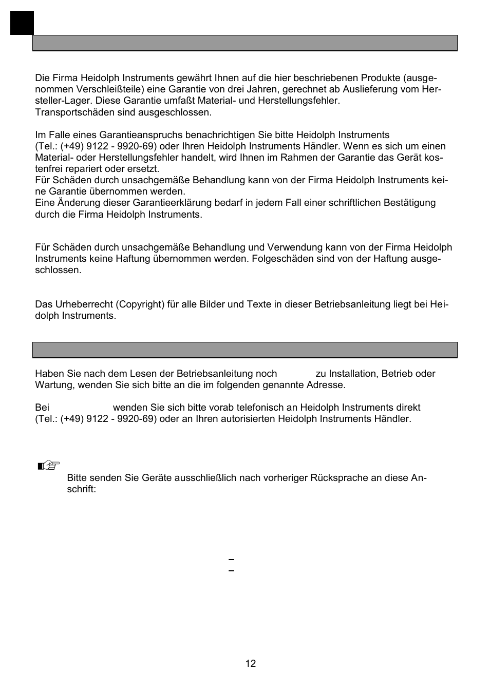 Garantie, haftung und urheberrechte, Fragen / reparaturen | Heidolph RZR 2041 User Manual | Page 12 / 58