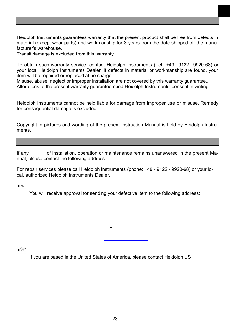 Warranty, liability & copyright, Questions / repair work | Heidolph RZR 2041 User Manual | Page 23 / 58