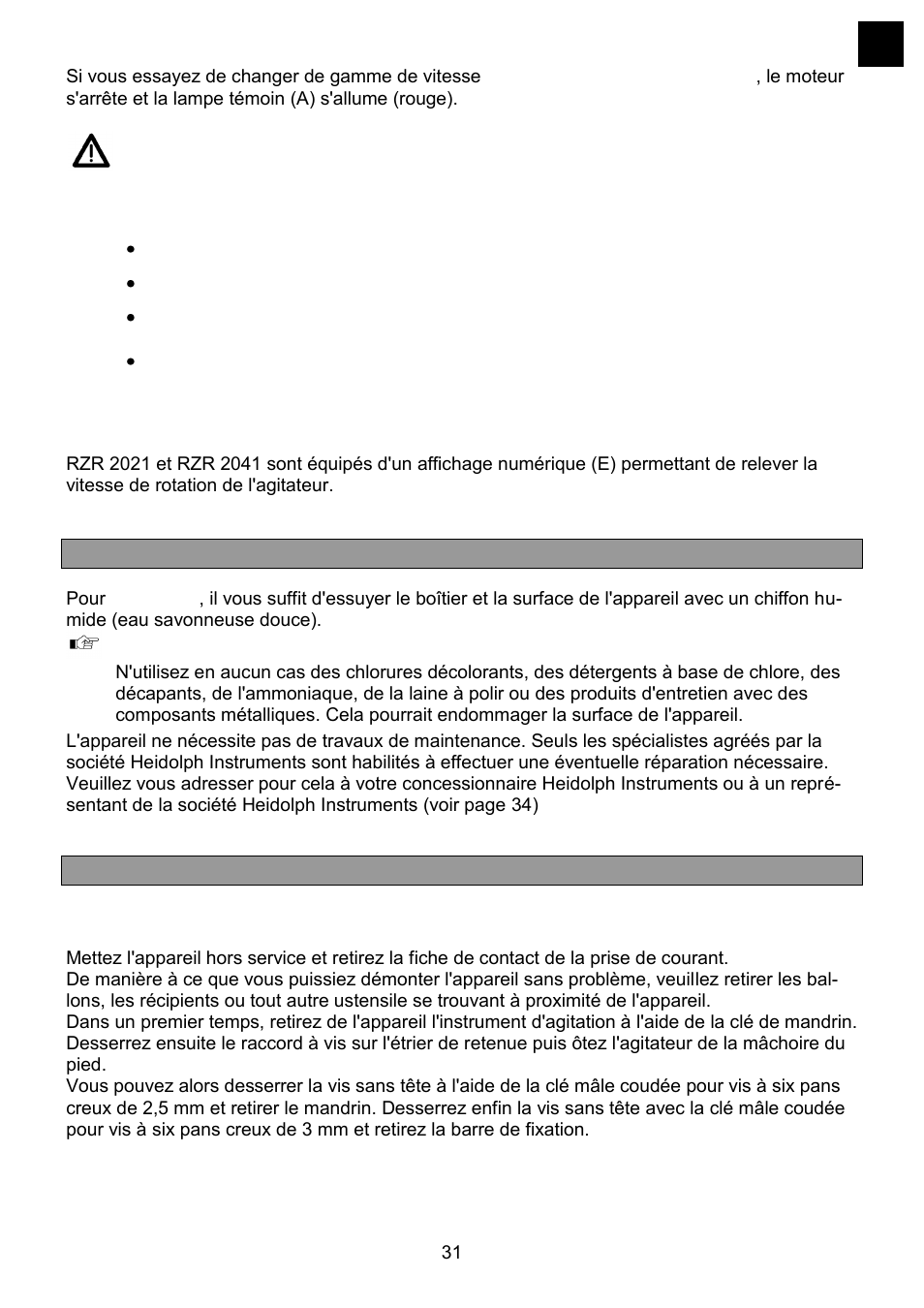 Entretien et maintenance, Demontage, transport et stockage | Heidolph RZR 2041 User Manual | Page 31 / 58