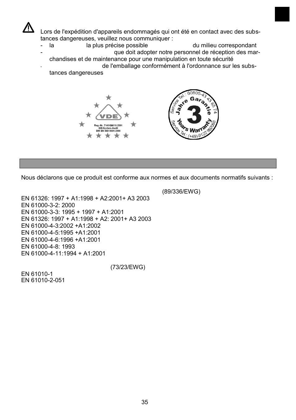 Declaration de conformite - ce | Heidolph RZR 2041 User Manual | Page 35 / 58