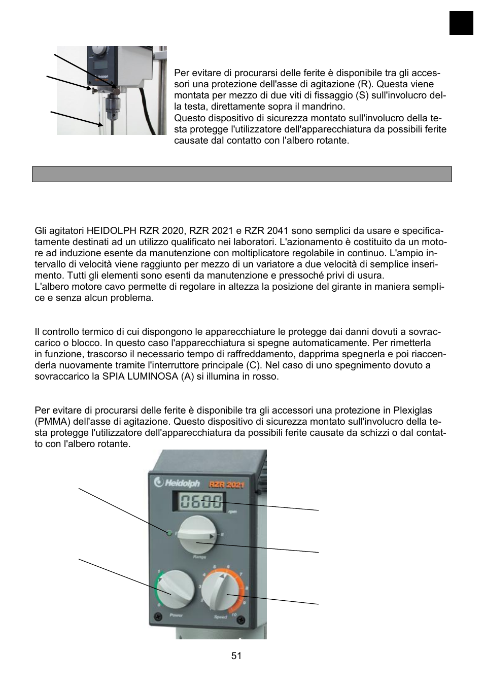 Uso e funzionamento, Escrizione | Heidolph RZR 2041 User Manual | Page 51 / 58