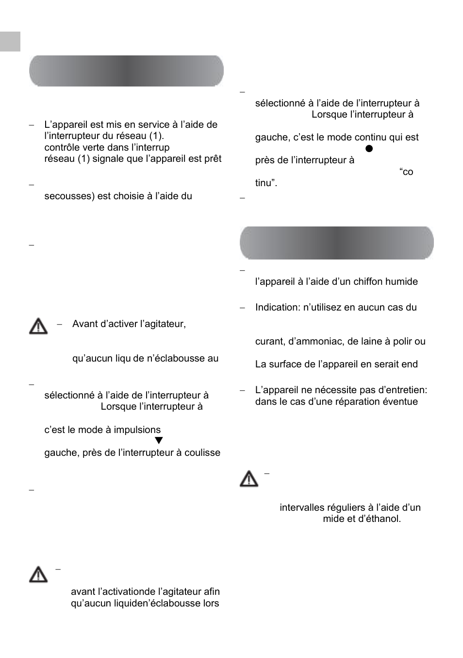 B. commande et fonctionnement, Secouer en mode à impulsions, Secouer en mode continu | Nettoyage de routine et entretien | Heidolph REAX control User Manual | Page 24 / 44