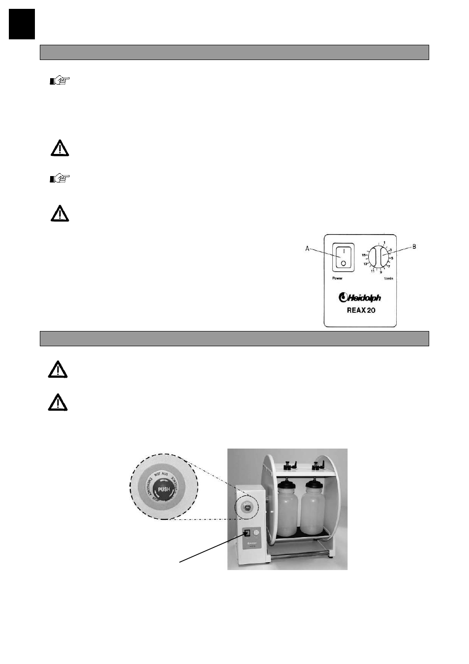 Operation and controls, Emergency stop | Heidolph REAX 20 User Manual | Page 18 / 54