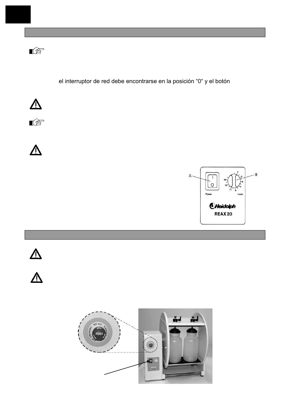 Manejo y funcionamiento, Botón de paralización rápida | Heidolph REAX 20 User Manual | Page 38 / 54