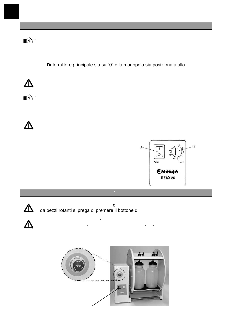 Uso e funzionamento buttone d’emergenza | Heidolph REAX 20 User Manual | Page 48 / 54