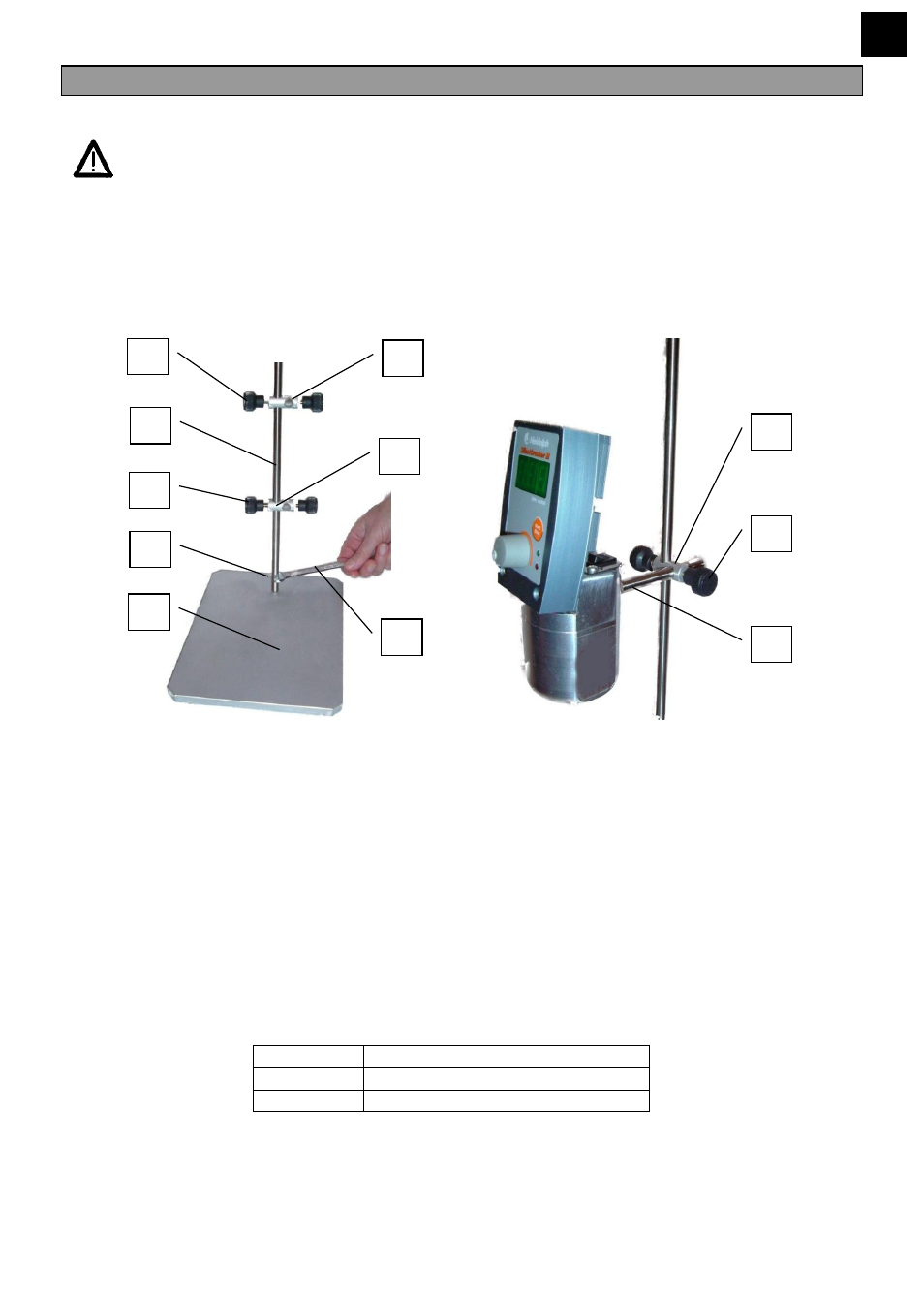 Aufbau, Tativ aufbauen, Wenn optional bestellt | Ntriebseinheit fixieren, Efäß mit, Efäßhalterung fixieren | Heidolph SilentCrusher M User Manual | Page 7 / 146