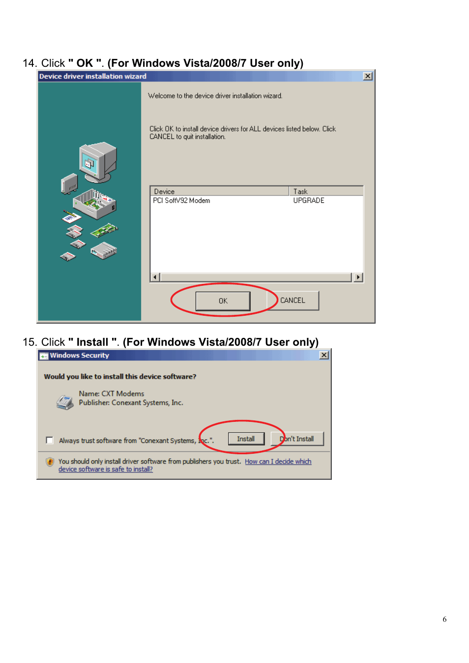 HiRO H50083 V92 56K User Manual | Page 6 / 16