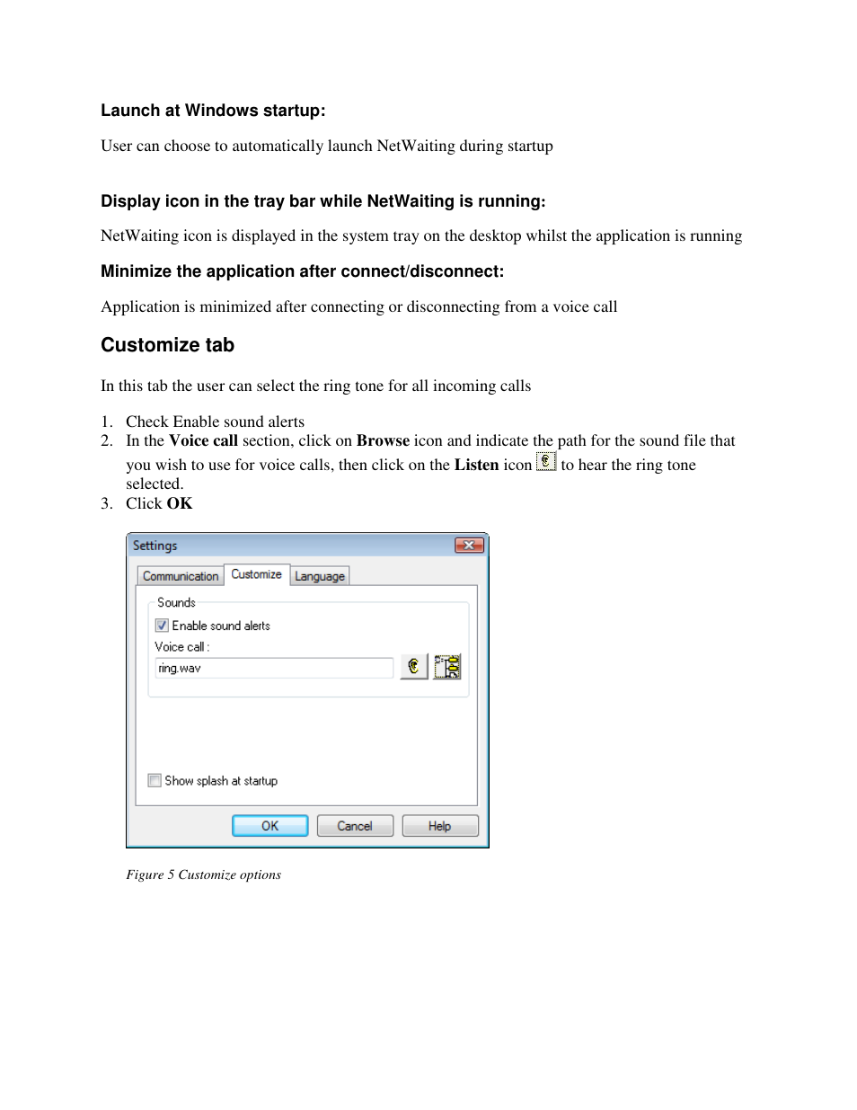 Customize tab | HiRO H50198 V92 56K User Manual | Page 3 / 7