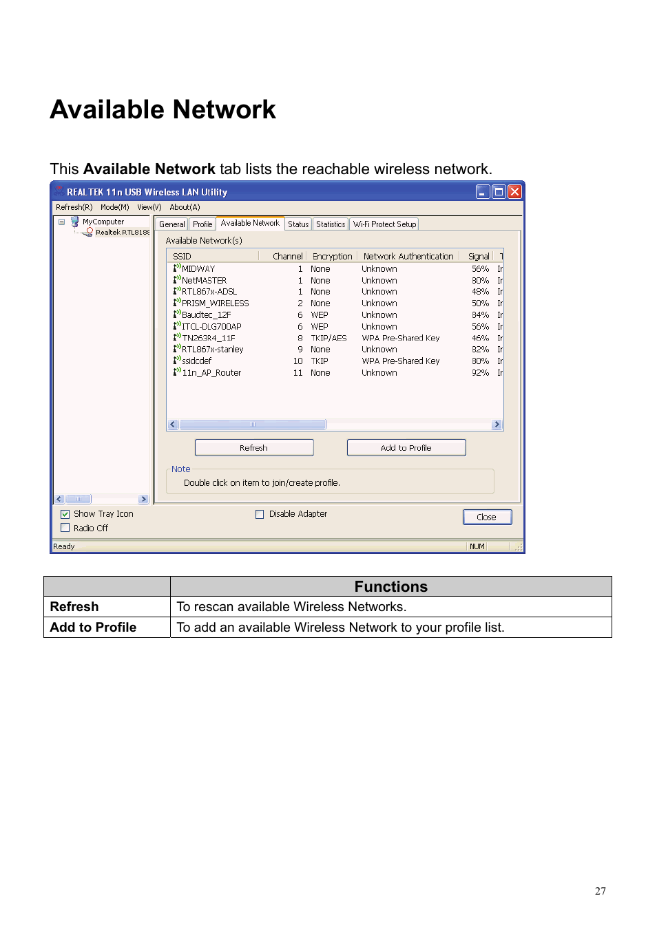 Available network | HiRO H50194 User Manual | Page 27 / 41
