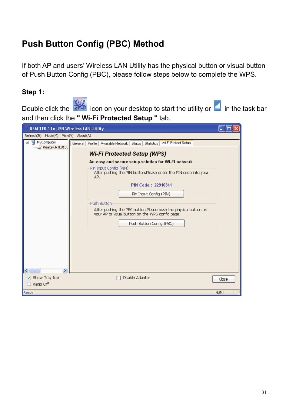 Push button config (pbc) method | HiRO H50194 User Manual | Page 31 / 41