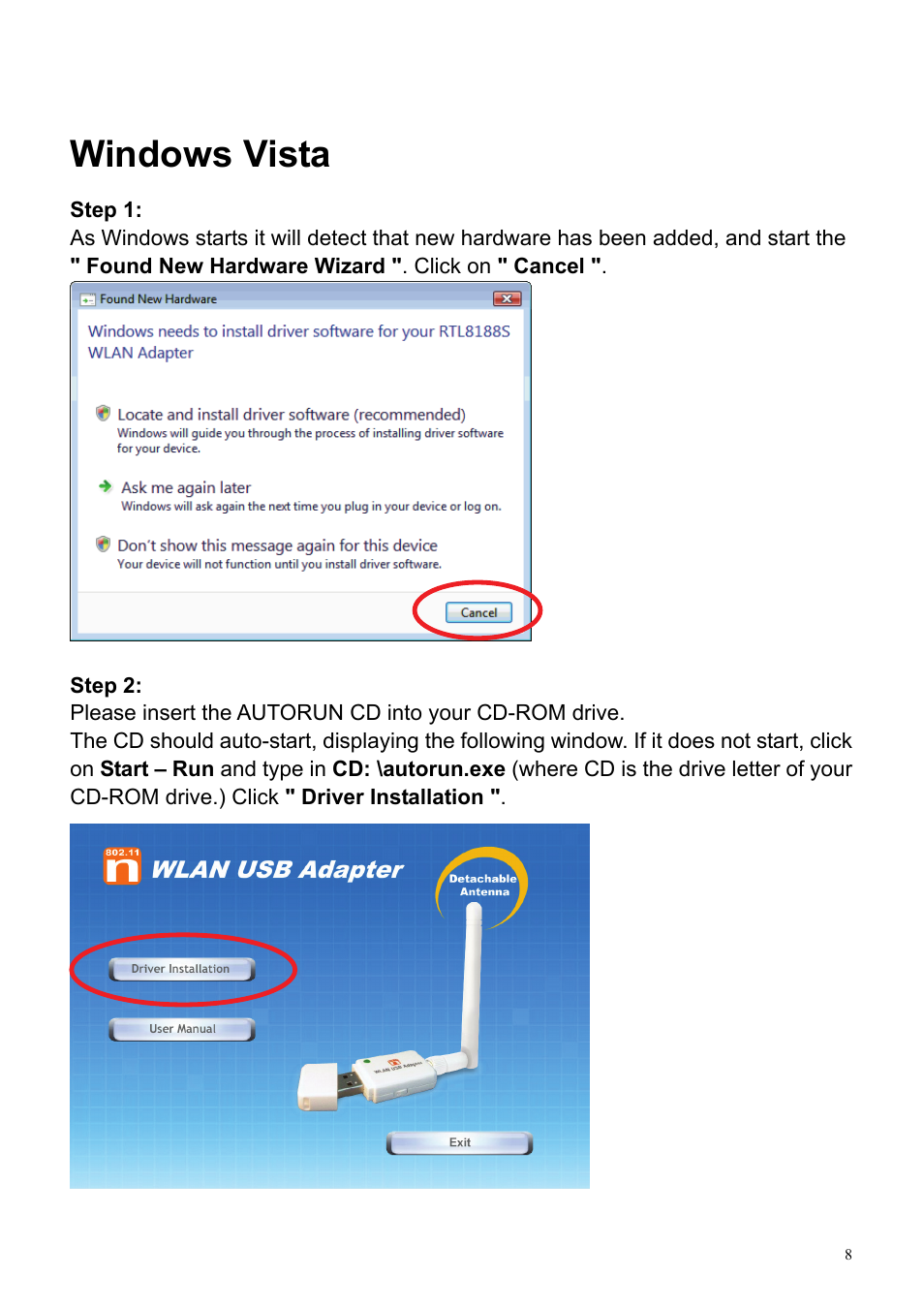 Windows vista | HiRO H50194 User Manual | Page 8 / 41