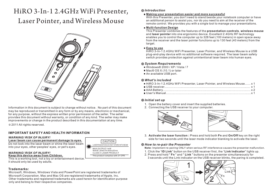 HiRO H50147 User Manual | 2 pages