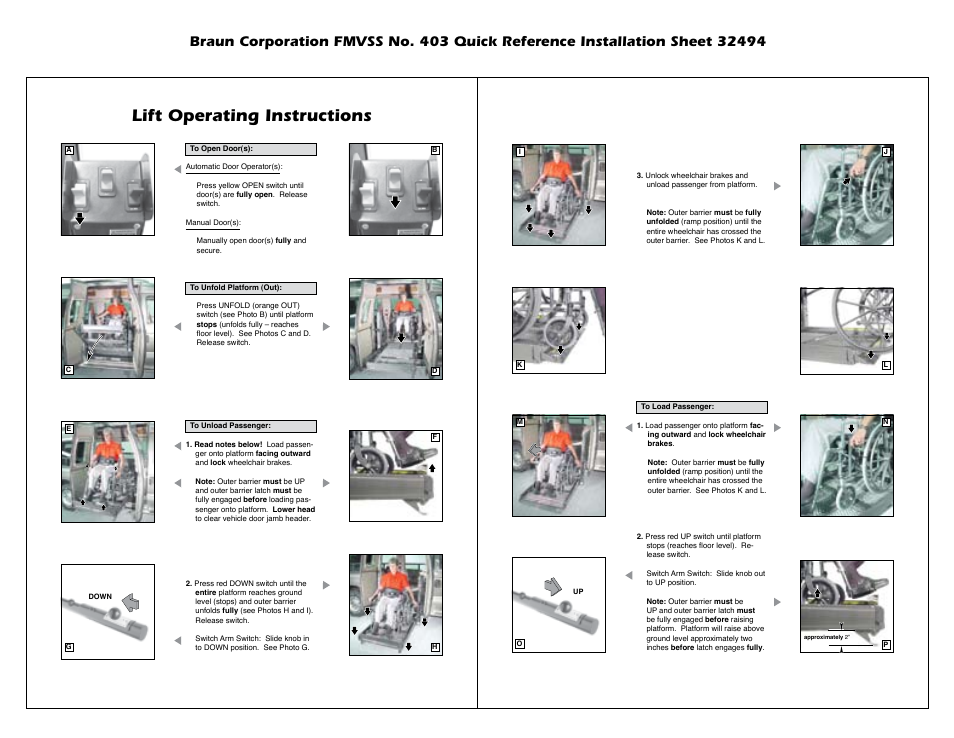 Lift operating instructions | Braun 403 User Manual | Page 5 / 8