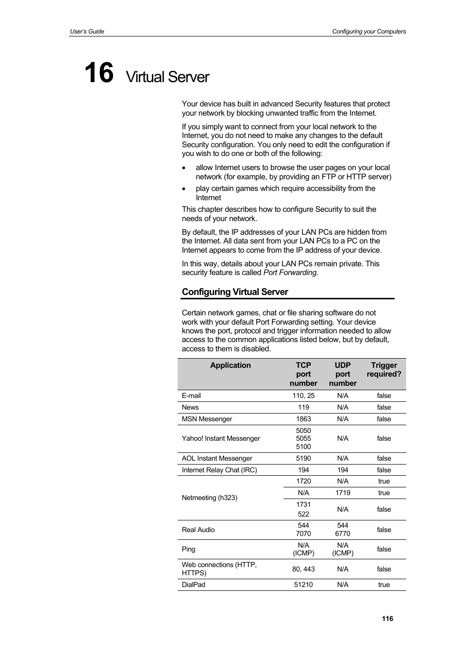 Virtual server, Configuring virtual server | HiRO H50212 User Manual | Page 116 / 211