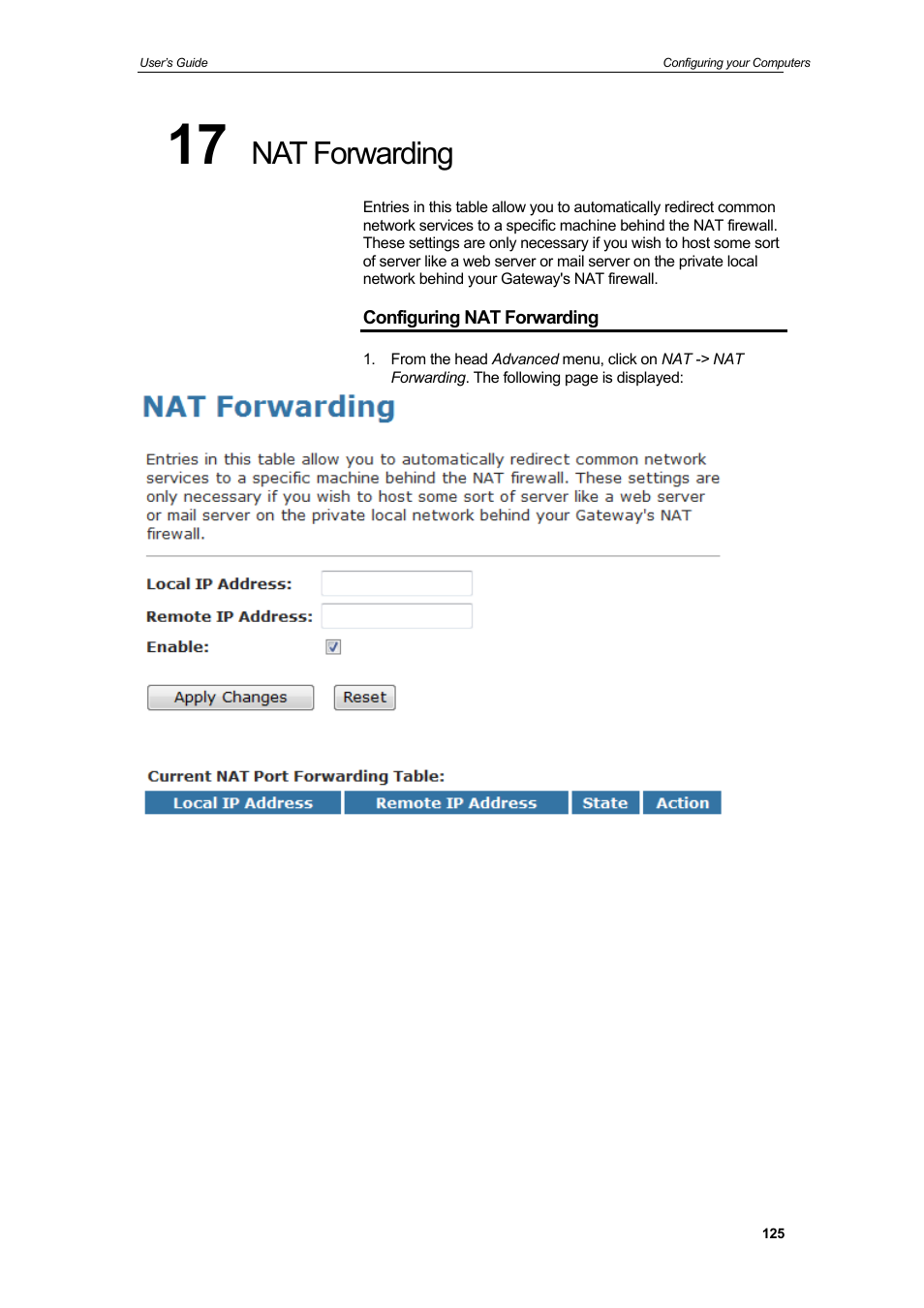 Nat forwarding | HiRO H50212 User Manual | Page 125 / 211