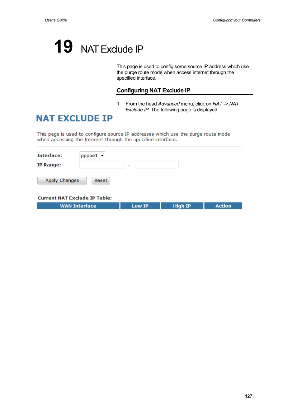 Nat exclude ip | HiRO H50212 User Manual | Page 127 / 211