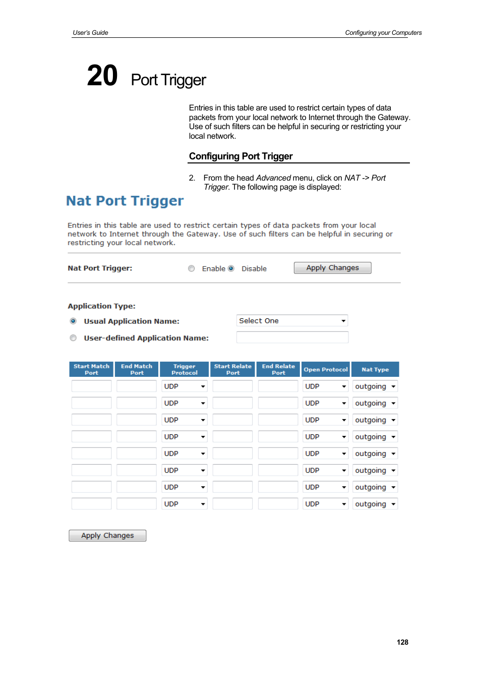 Port trigger | HiRO H50212 User Manual | Page 128 / 211