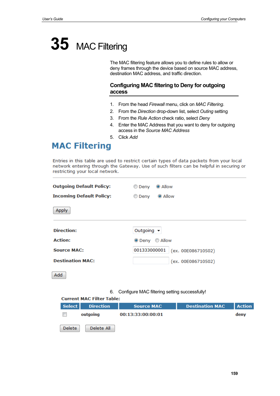 Mac filtering | HiRO H50212 User Manual | Page 159 / 211