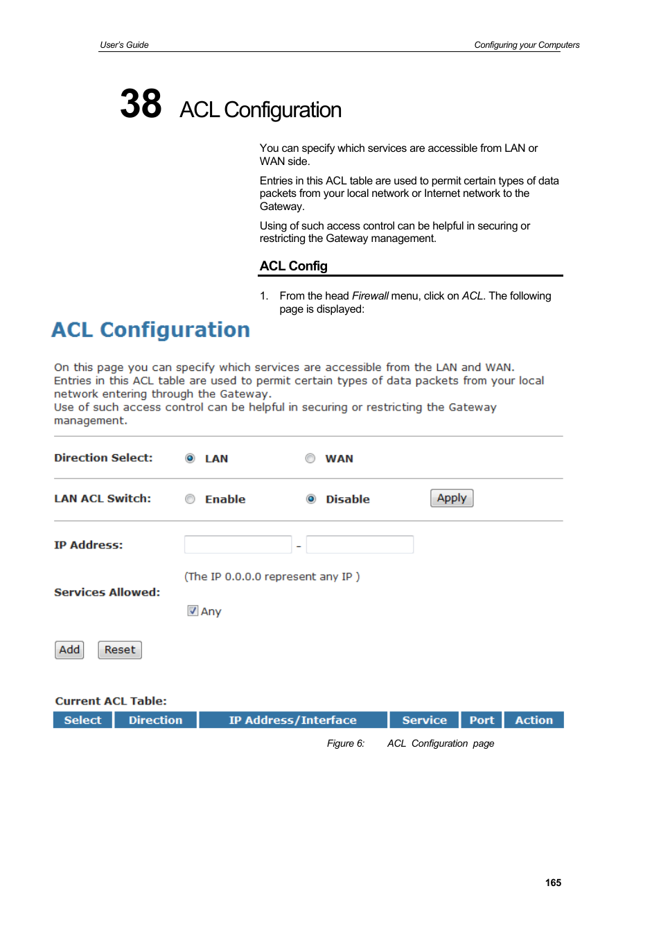 Acl configuration | HiRO H50212 User Manual | Page 165 / 211