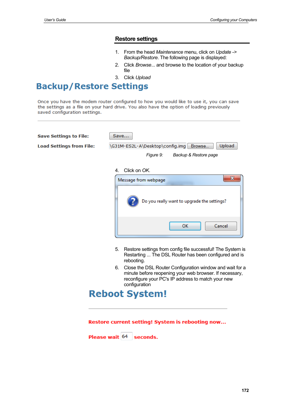 Restore settings | HiRO H50212 User Manual | Page 172 / 211