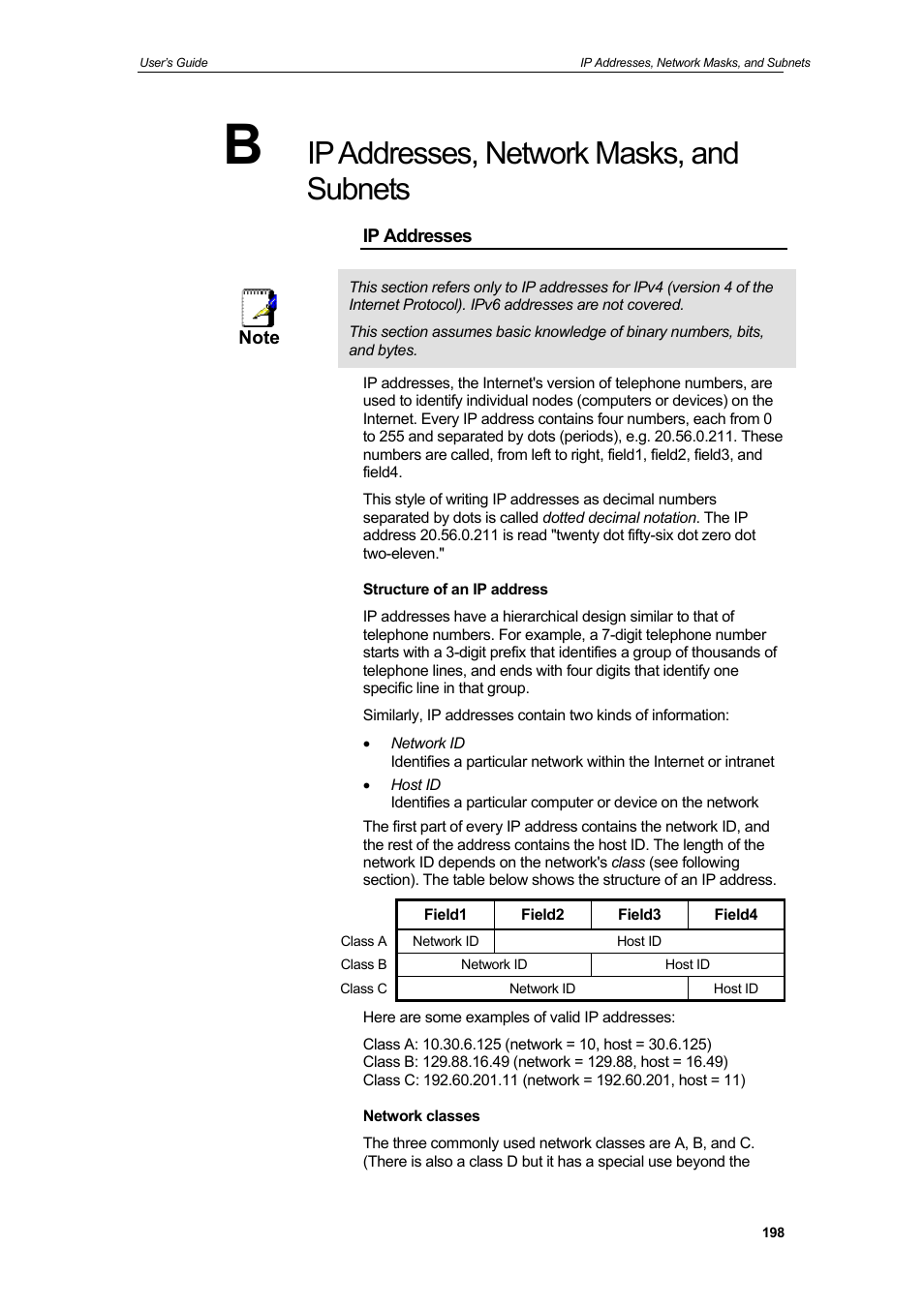Ip addresses, network masks, and subnets | HiRO H50212 User Manual | Page 198 / 211