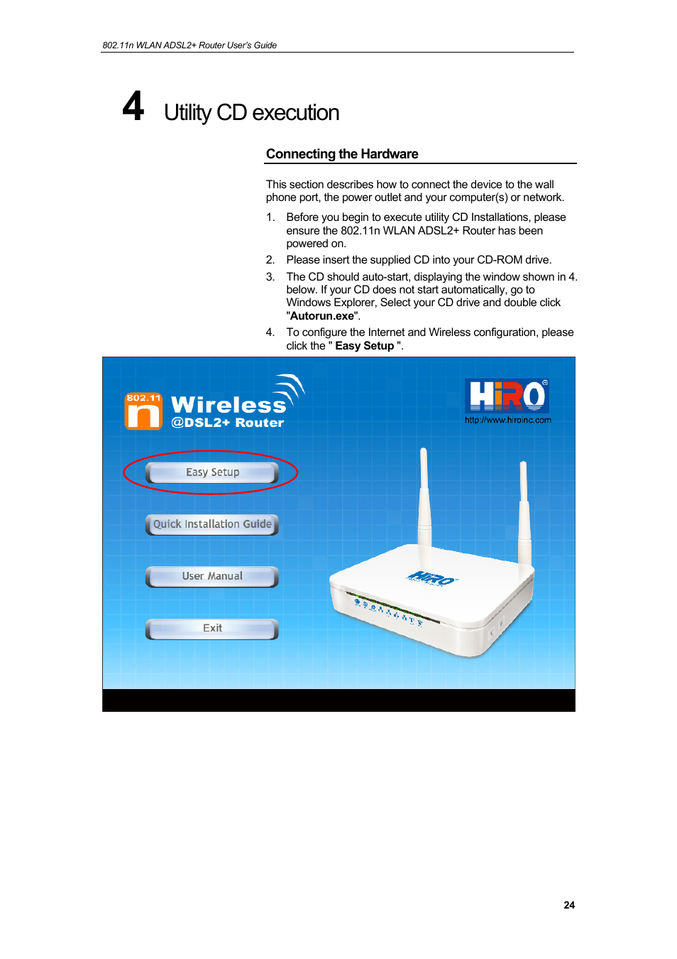 Utility cd execution | HiRO H50212 User Manual | Page 24 / 211