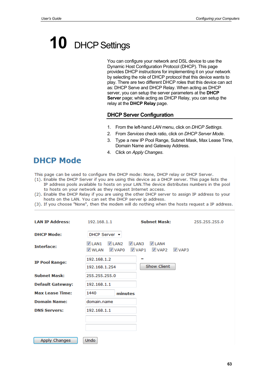 Dhcp settings | HiRO H50212 User Manual | Page 63 / 211