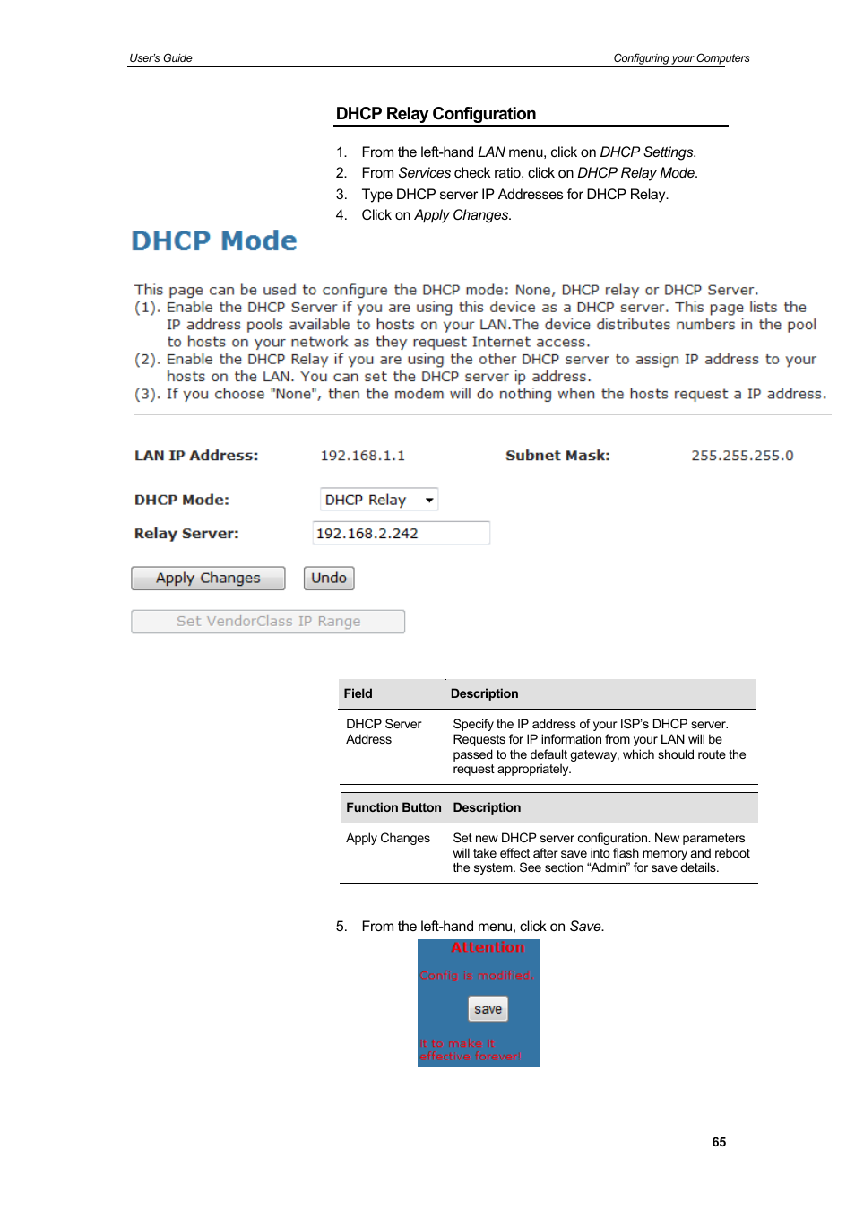 Dhcp relay configuration | HiRO H50212 User Manual | Page 65 / 211