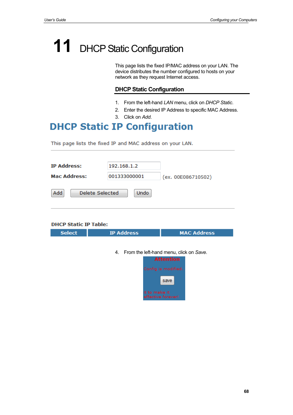 Dhcp static configuration | HiRO H50212 User Manual | Page 68 / 211