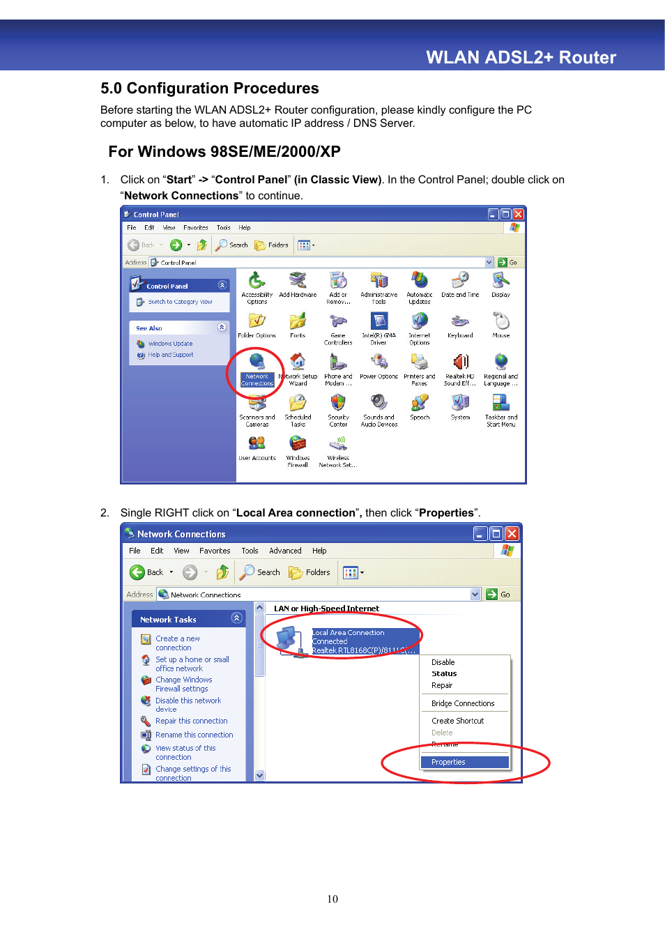 Wlan adsl2+ router, 0 configuration procedures | HiRO H50188 User Manual | Page 12 / 71