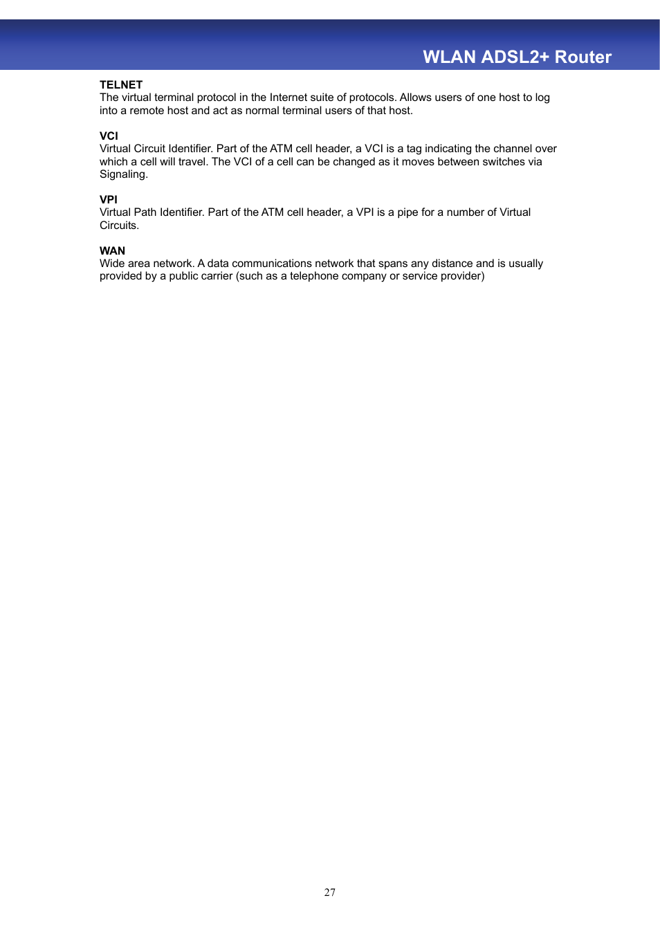 Wlan adsl2+ router | HiRO H50188 User Manual | Page 29 / 71