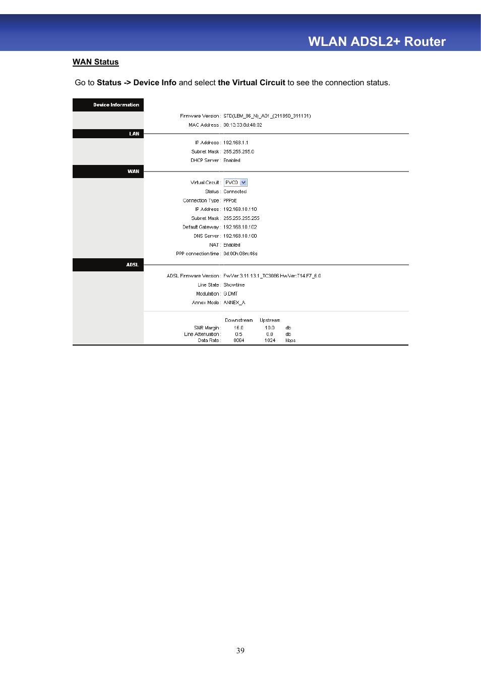 Wlan adsl2+ router | HiRO H50188 User Manual | Page 41 / 71