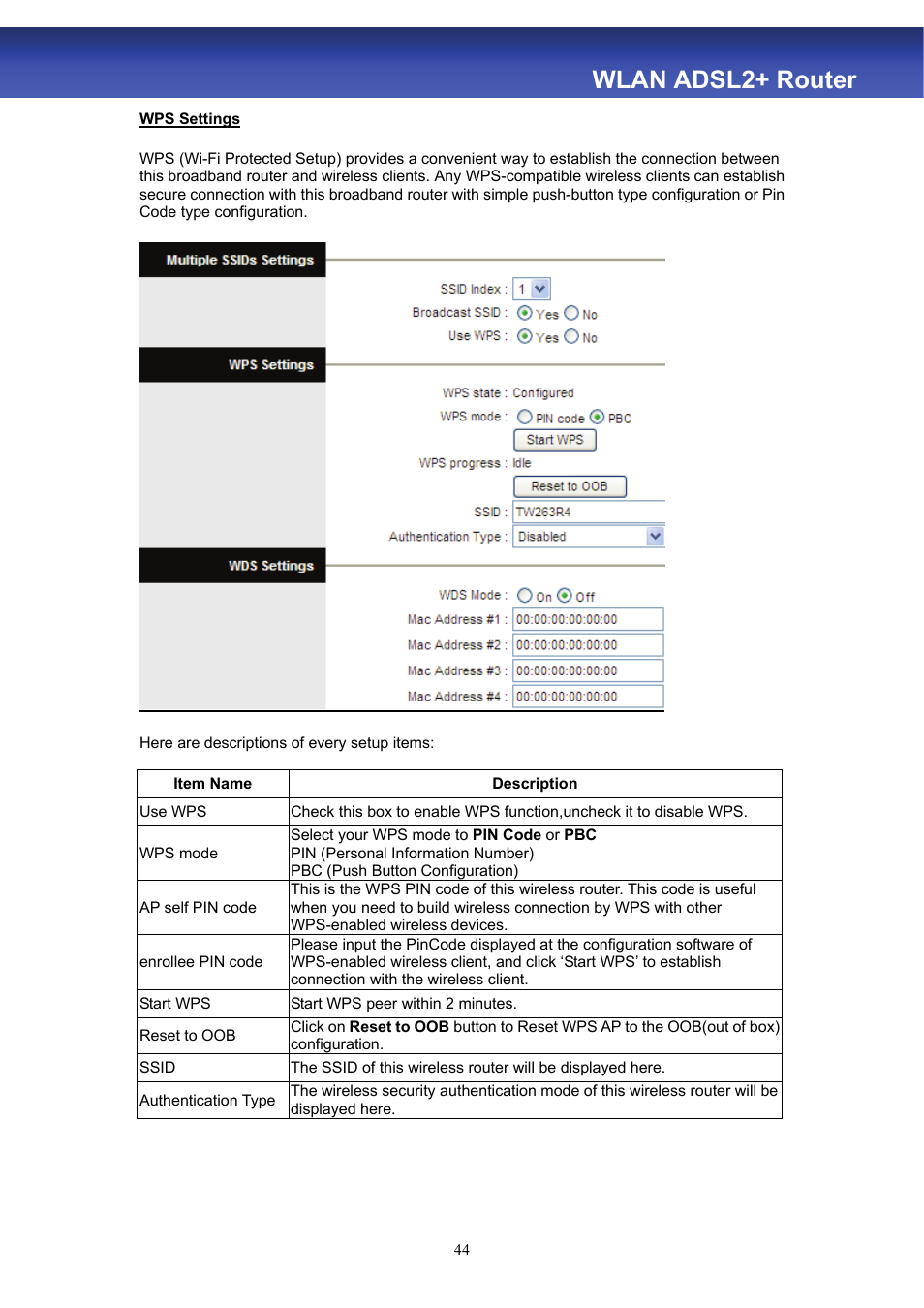 Wlan adsl2+ router | HiRO H50188 User Manual | Page 46 / 71