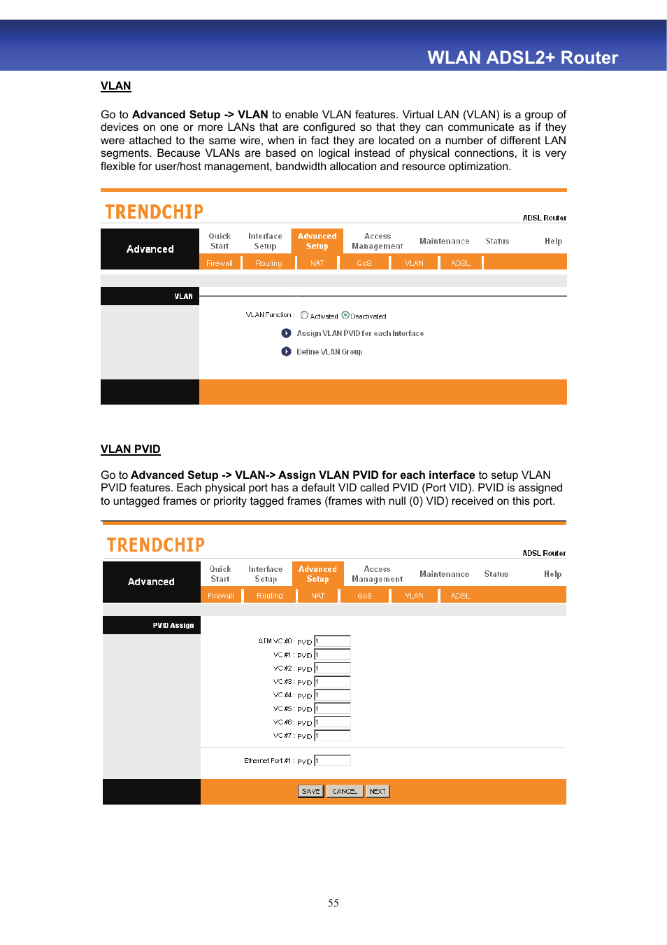 Wlan adsl2+ router | HiRO H50188 User Manual | Page 57 / 71