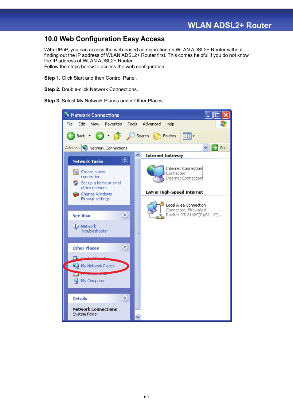 Wlan adsl2+ router, 0 web configuration easy access | HiRO H50188 User Manual | Page 67 / 71
