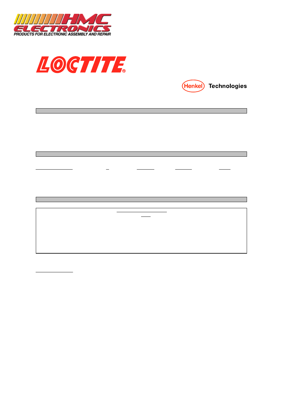 HMC Electronics 42540 Loctite 425 Assure Threadlocker, Surface Curing User Manual | 5 pages